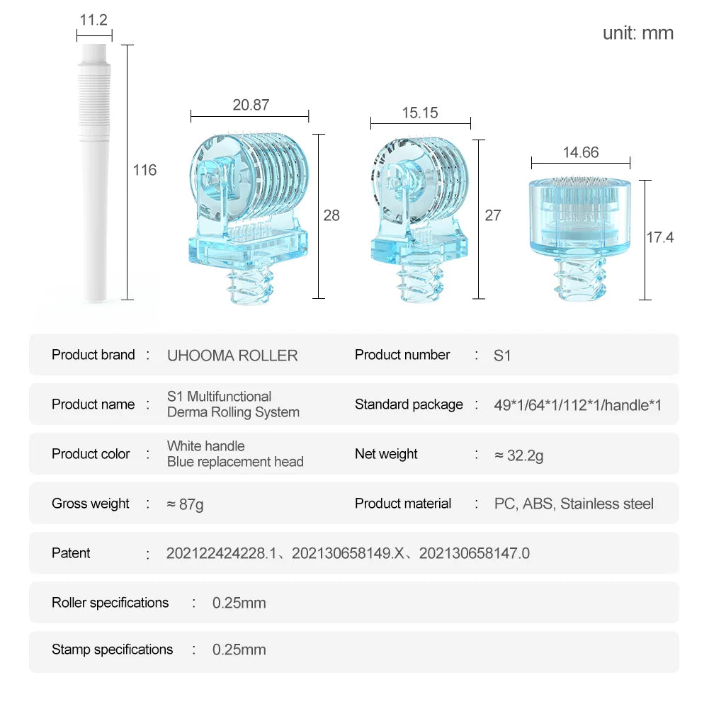 3in1 Derma Roller mit 49Pin | 64Pin | 112Pin für Hydration und dunkle Hautflecken