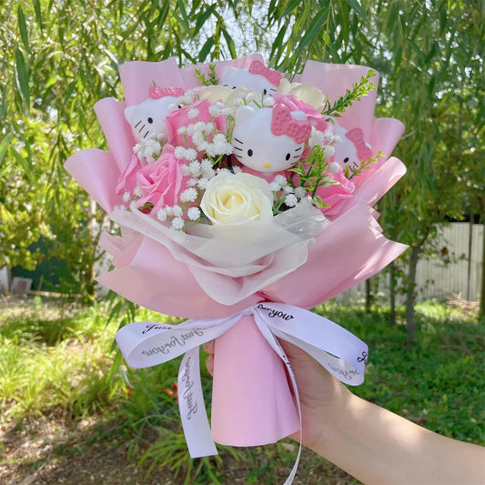 Kawaii künstliche Blumen Bouquet mit Softtoy