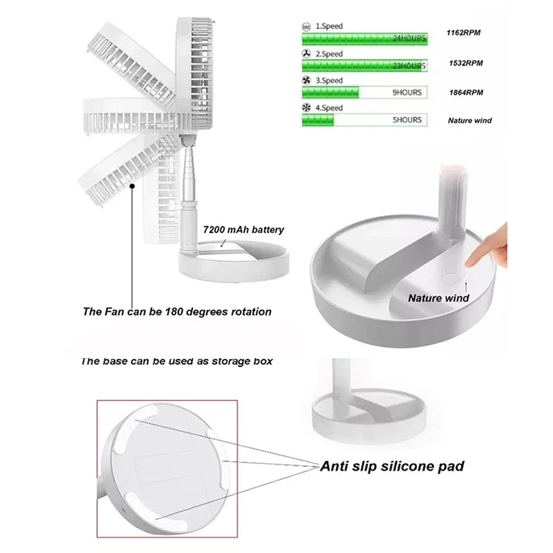 Einstellbarer Standventilator mit großer Kapazität und Unterstützung von vier Geschwindigkeiten für den Tischventilator mit Fernbedienung